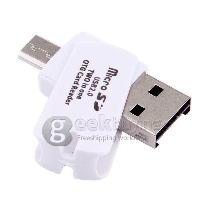 USB2.0 Micro USB OTG TF card Reader - White