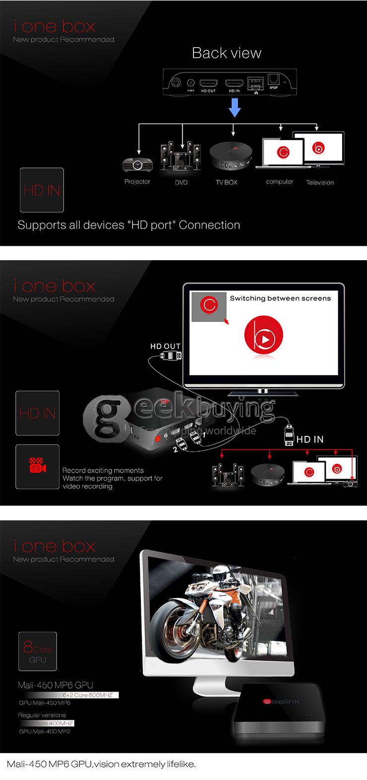 Beelink i one i826 Android Mini PC Quad Core Amlogic S812 2G RAM 16G ROM HDMI IN 2.4G/5G MIMO WIFI Bluetooth Miracast - Black