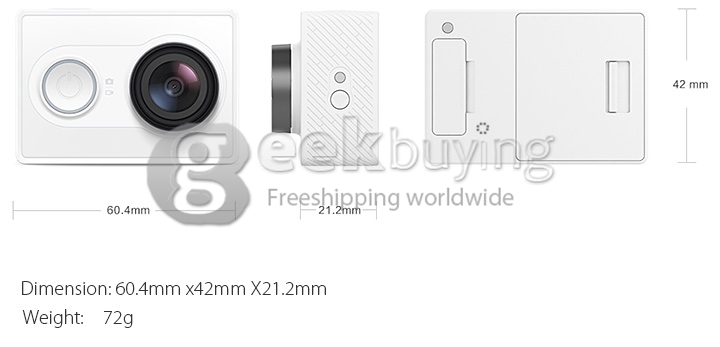[CN Edition] Original Xiaoyi Yi Actioin Camera Ambarella A7LS 155 Degree Wide Lens Bluetooth 40M Diving AV Out Sports DV - White (Basic)