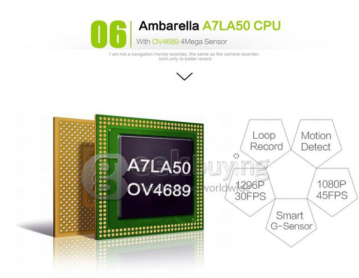 Mini 0806 1296P Ambarella A7LA50 Support 256G Car DVR Camera Video Recorder G-sensor Night Vision - Black