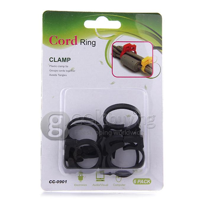Cord Ring Plastic Clamp Tie Groups Cords Together Avoids Tangles