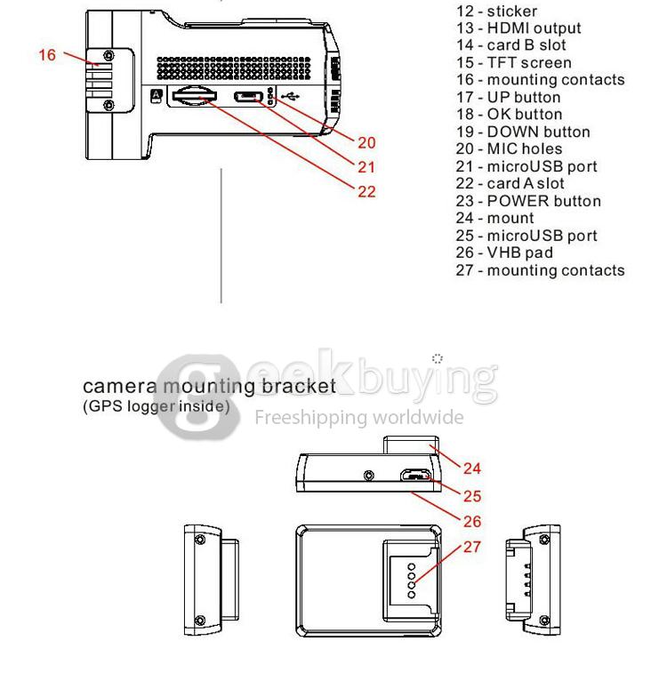 Mini 0806 1296P Ambarella A7LA50 Support 256G Car DVR Camera Video Recorder G-sensor Night Vision - Black