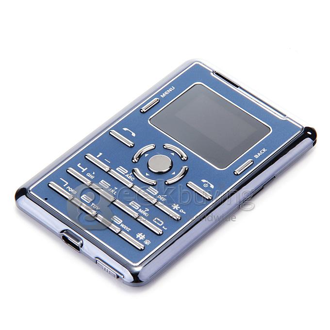 AEKU C5 Ultra Thin Slim 1.0 inch MTK Single Core Mini Pocket Card Cell Phones Bluetooth Built-in Battery - Blue