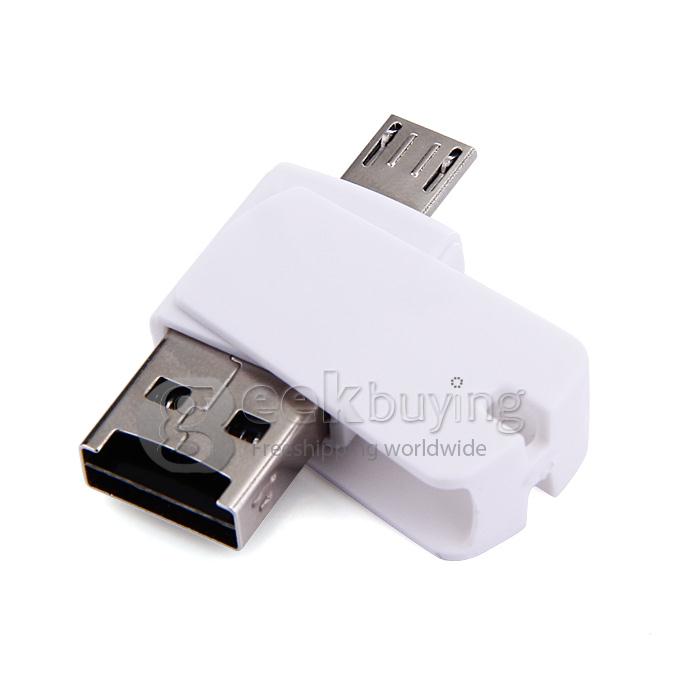 USB2.0 Micro USB OTG TF card Reader - White