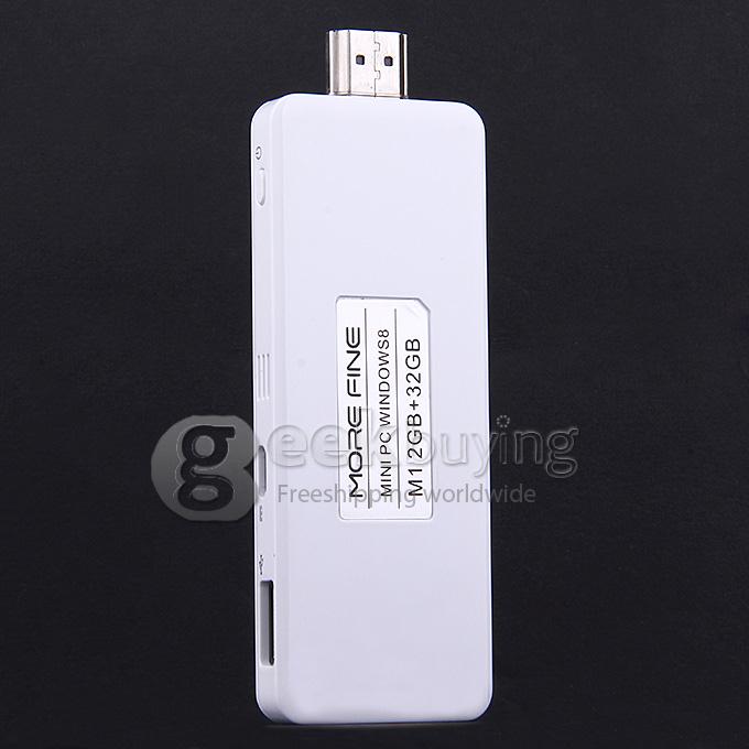 MOREFINE M1 Windows 8.1 Android 4.4 PC Stick Dongle Quad Core Intel 3735F 1.8GHz 2G RAM 32G ROM Wifi Bluetooth White