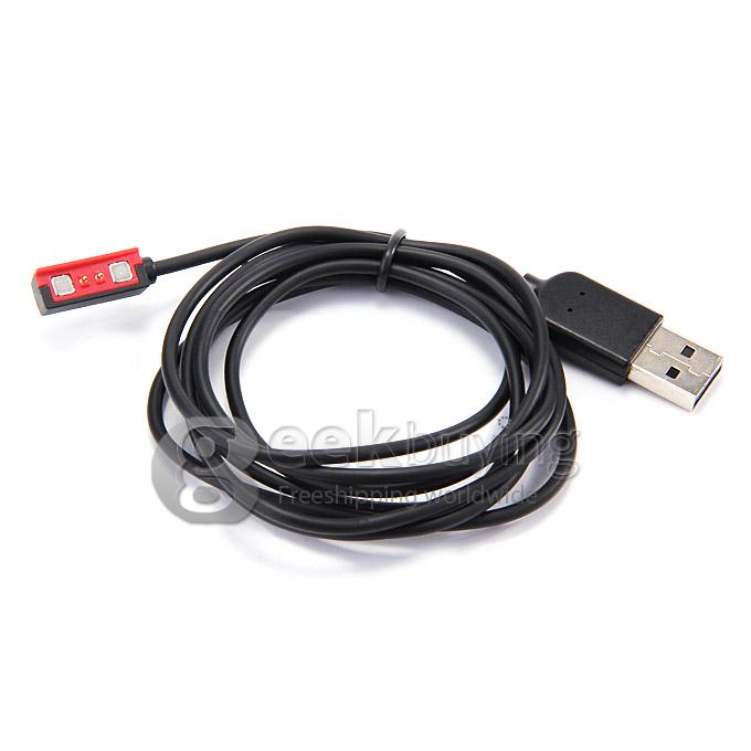 Portable Charging Charger Cable for Pebble Steel 2 Gen Smartwatch - Black