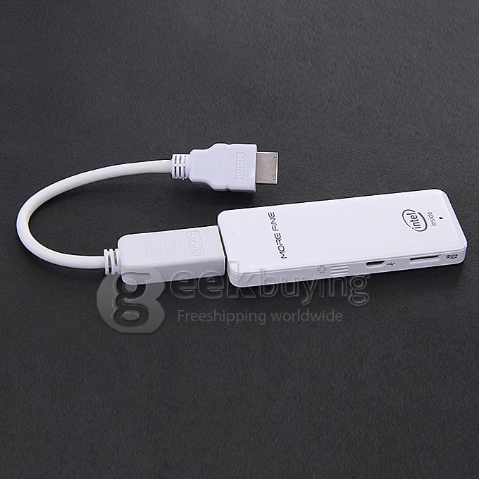 MOREFINE M1 Windows 8.1 Android 4.4 PC Stick Dongle Quad Core Intel 3735F 1.8GHz 2G RAM 32G ROM Wifi Bluetooth White