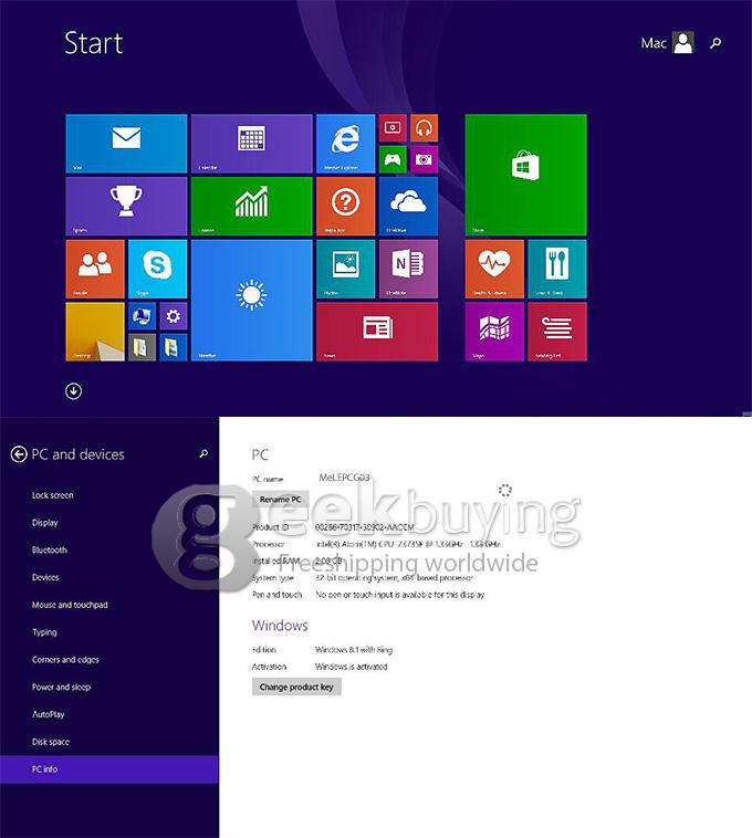 MeLE PCG03 Intel Mini PC Windows 8.1 OS Atom Z3735F 2GB RAM 32GB ROM 1080P DTS VGA WiFi Bluetooth - Black