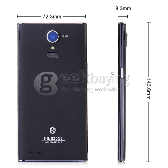 KINGZONE N3 Plus 5.0Inch 64Bit 4G LTE MTK6732 Quad Core 1.5GHz Android 4.4 2GB 16GB Smartphone 13.0MP IPS HD - Black