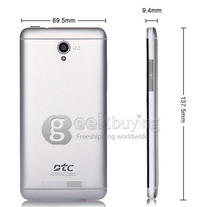 DTC GT17 4.7Inch 1280x720 MTK6582 Quad Core 1.3GHz Smartphone 1G+8G 8.0MP Camera Android 4.2 HD Screen - White