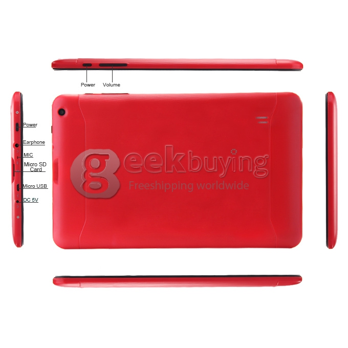 V90 9 inch Allwinner A33 Quad Core 1.5GHz 512MB/8G ROM Dual Cameras Wifi BT OTG Tablet PC - Red