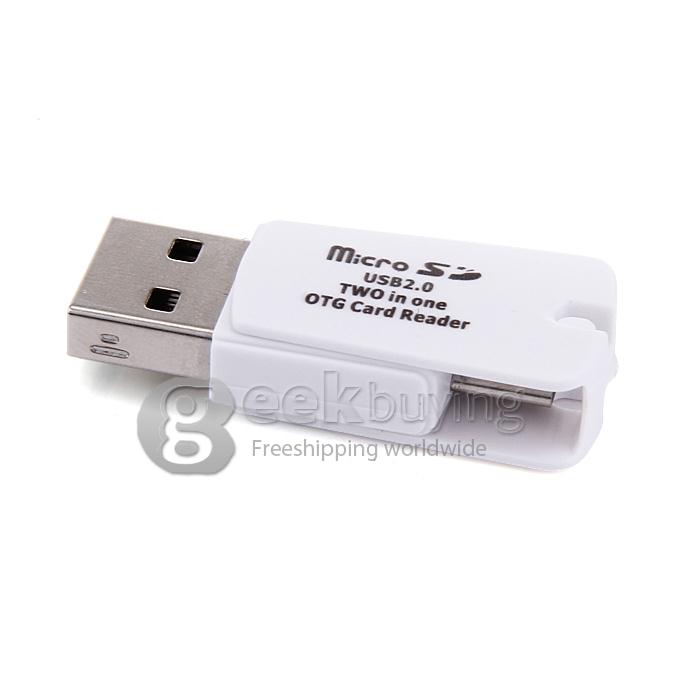 USB2.0 Micro USB OTG TF card Reader - White