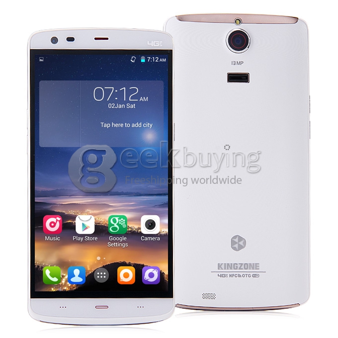 [HK Stock]Kingzone Z1 5.5inch 64Bit 4G LTE MTK6752 Octa Core 1.7 GHz Android 4.4 Smartphone 2GB 16GB HD JDI Screen NFC OTG - White