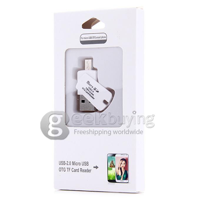 USB2.0 Micro USB OTG TF card Reader - White