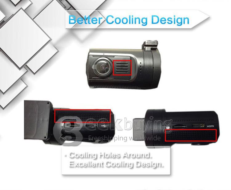 Mini 0806 1296P Ambarella A7LA50 Support 256G Car DVR Camera Video Recorder G-sensor Night Vision - Black