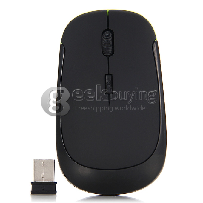 Ultra Slim Wireless 2.4GHz 1600 DPI Portable Design USB Optical Mouse for Windows XP/Vista/Win 7/Mac - Black