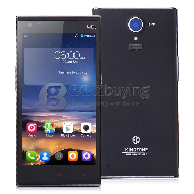 KINGZONE N3 Plus 5.0Inch 64Bit 4G LTE MTK6732 Quad Core 1.5GHz Android 4.4 2GB 16GB Smartphone 13.0MP IPS HD - Black