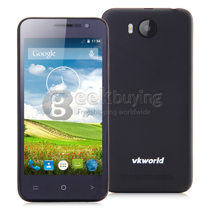 VKworld VK2015 QHD 4.5 Inch Android 5.0 OS MTK6582 Quad Core 1.3GHz Smartphone 1GB RAM 8GB ROM 8.0MP 3G/GPS IPS Screen - Black