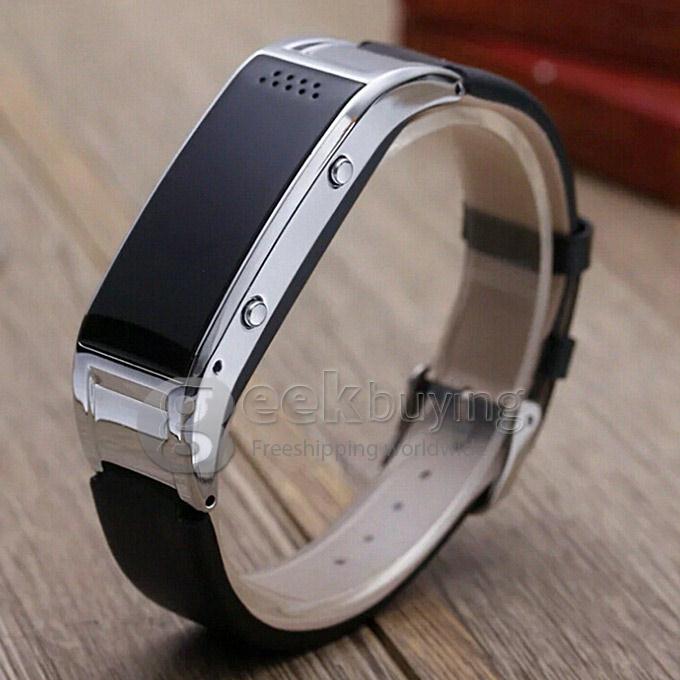 D8S Waterproof Smart Bracelet 0.49 OLED Watch Bluetooth 3.0 Genuine Leather Watch Anti-lost Band Strap Pedometer - Silver