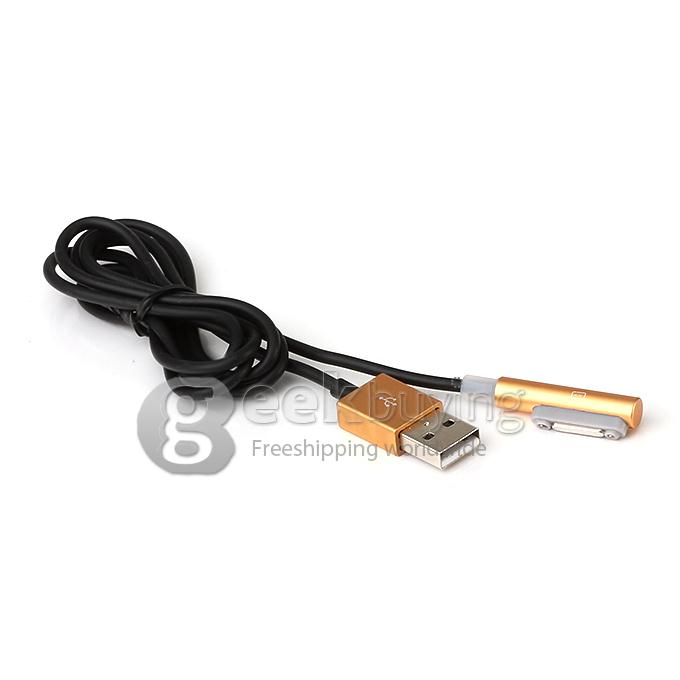 Magnetic Aluminum Metal LED USB Charger Cable For Sony Xperia Z1 Z2 Z3 Compact - Golden