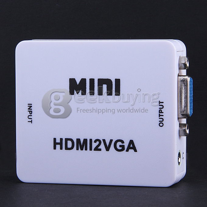 High Bandwidth HD 1080P Mini HDMI  to VGA /Audio Converter Box - White