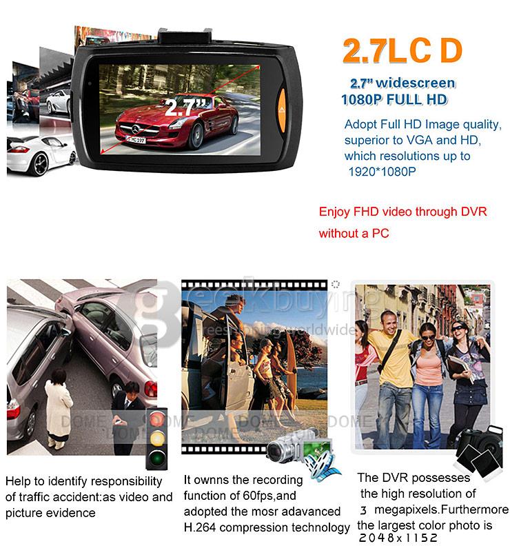 Blackview G30B 2.7 inch 1080P FHD Car DVR Dashcam Video Recorder 140 Degree Wide Angle Lens with Rear View Camera - Black