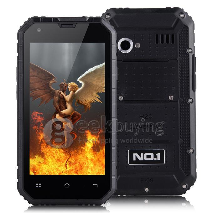 NO.1 M2 IP68 4.5inch Android 4.4 Smartphone MTK6582 Quad Core 1.3GHz 1GB 8GB 13.0MP 5.0MP 3G - Black