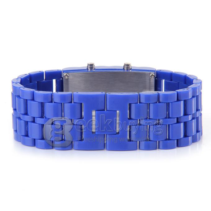 Lava Watch Digital Red Binary LED Bracelet Wristwatch with Plastic Strap For Unisex - Dark Blue