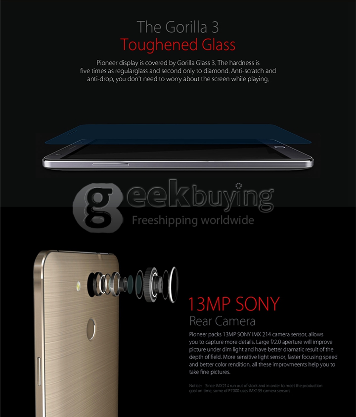 [HK Stock]Elephone P7000 64bit 4G LTE 5.5inch FHD Android 5.0 3GB RAM MTK6752 Octa Core 1.7GHz Smartphone 13.0MP Dual Camera - Black