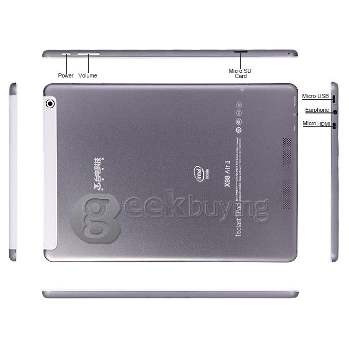 [HK Stock]Teclast X98 Air II Dual OS 2GB/64GB Win8 & Android 4.4 Tablet PC Intel Z3736F Quad Core 2.16GHz 9.7