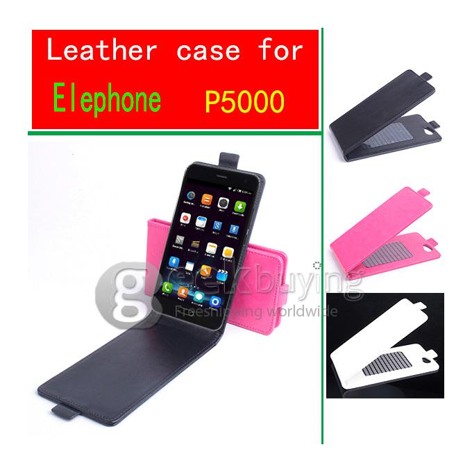 Protective Hard Cover Flip Stand Leather Case for Elephone P5000 -White