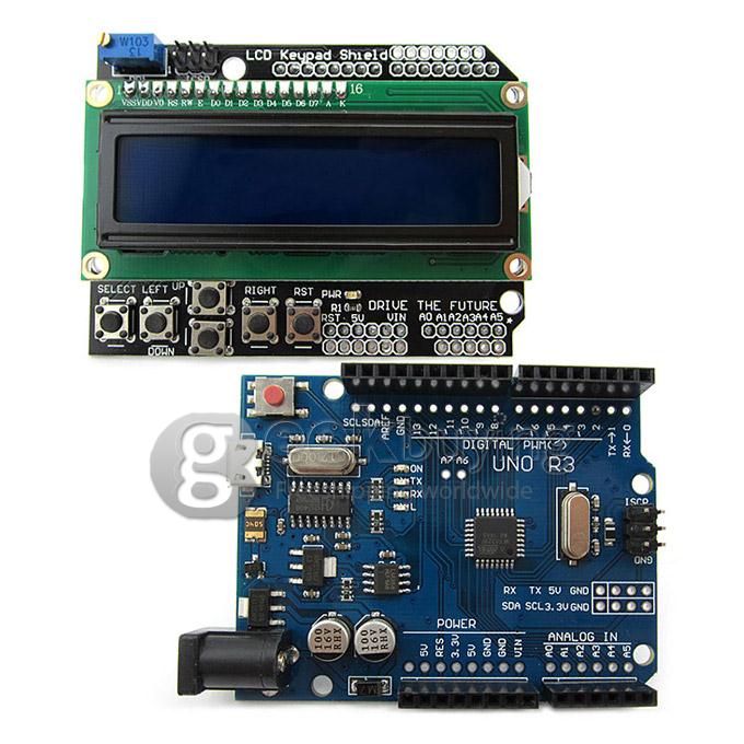 Micro USB UNO R3 ATmega328P Development Board+LCD 1602 Keypad Shield For Arduino