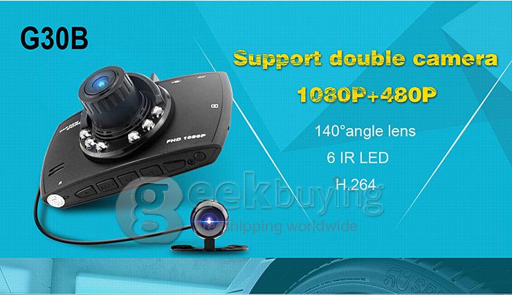 Blackview G30B 2.7 inch 1080P FHD Car DVR Dashcam Video Recorder 140 Degree Wide Angle Lens with Rear View Camera - Black
