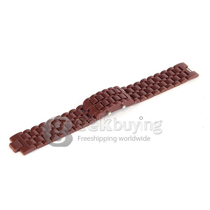 Lava Watch Digital Red Binary LED Bracelet Wristwatch with Plastic Strap For Unisex - Brown