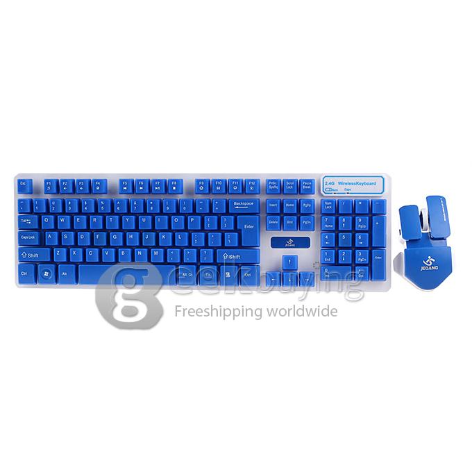 JW-1979 Fashion Suspended Mechanical 2.4G Wireless 105 Keys Touch Keyboard Set with Mouse - Blue