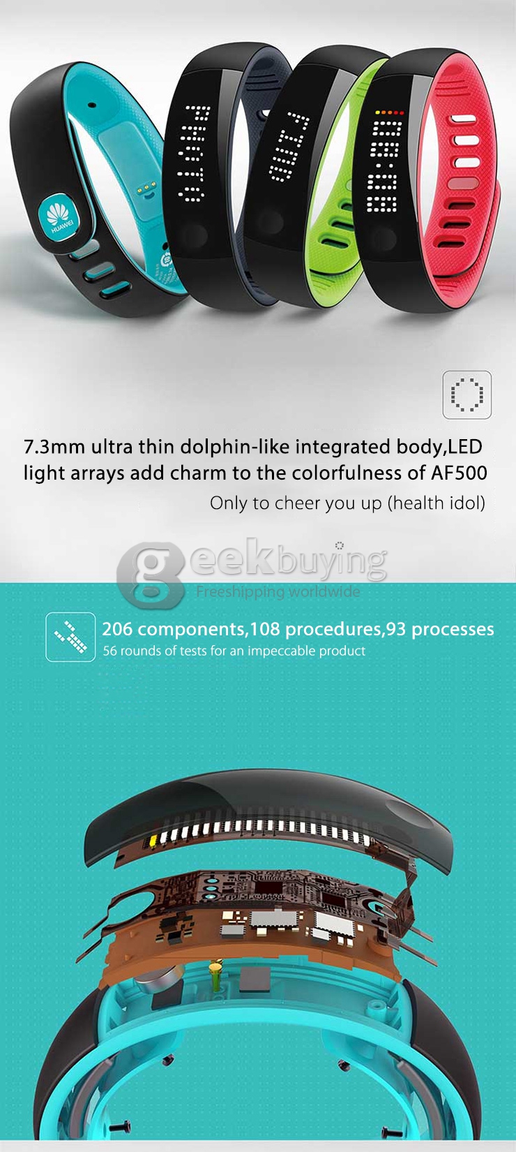 Huawei Honor AF500 IP57 Bluetooth 4.0 Smart Watch Bracelet Sleep Tracking for Android iOS iphone 6 iPhone 6s - Blue