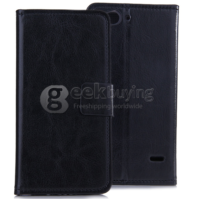 [HK Stock]Protective PU Leather Case Hard Case Cover with for ZTE Blade S6 Q7 5.5inch - Black
