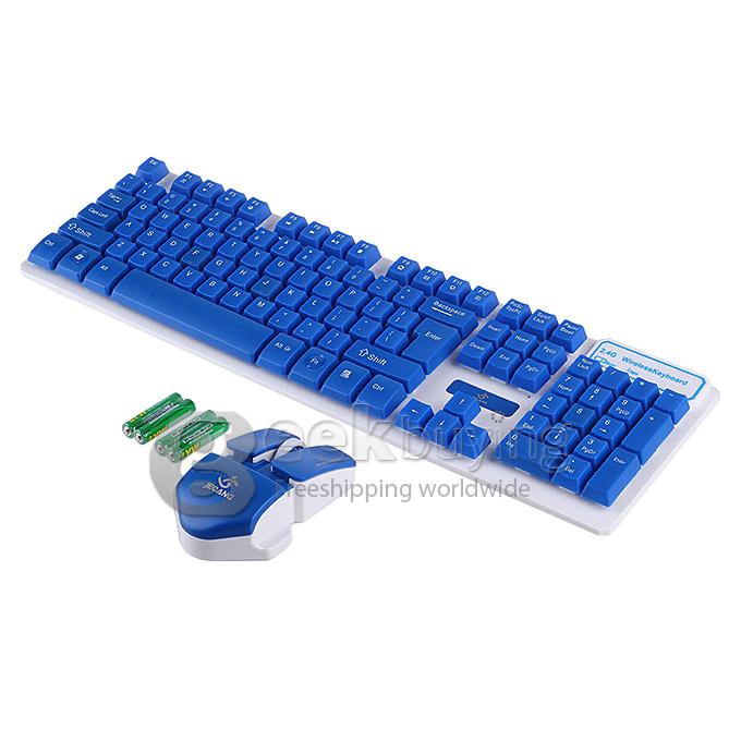 JW-1979 Fashion Suspended Mechanical 2.4G Wireless 105 Keys Touch Keyboard Set with Mouse - Blue