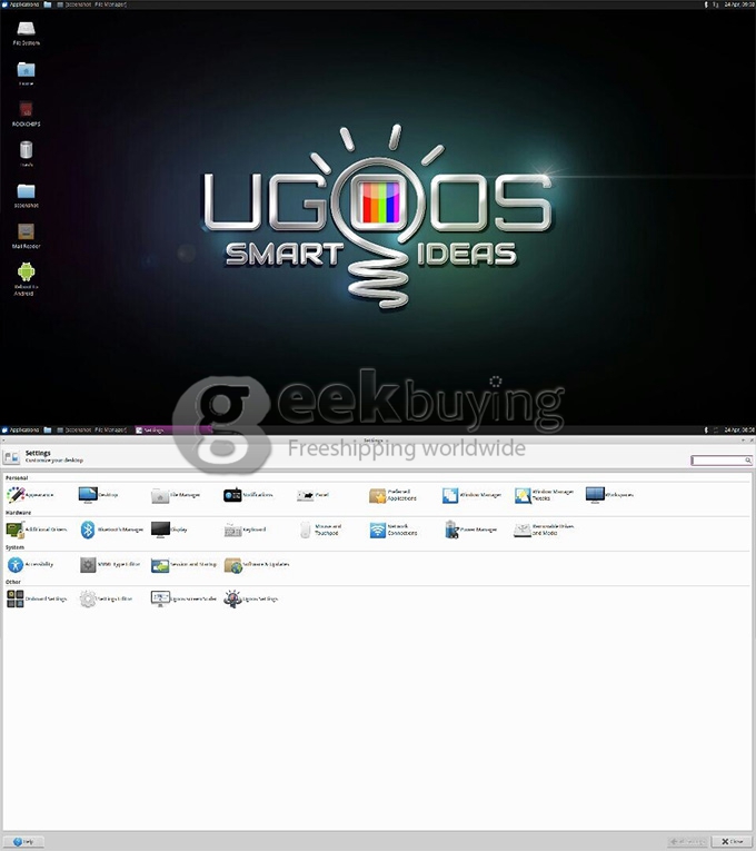UGOOS UT3S Ubuntu 14.10Android 4.4 Dual Boot RK3288 Smart Media Player Quad Core HDMI 2G/16G Gigabit LAN 2.4GHz/5GHz - Blue