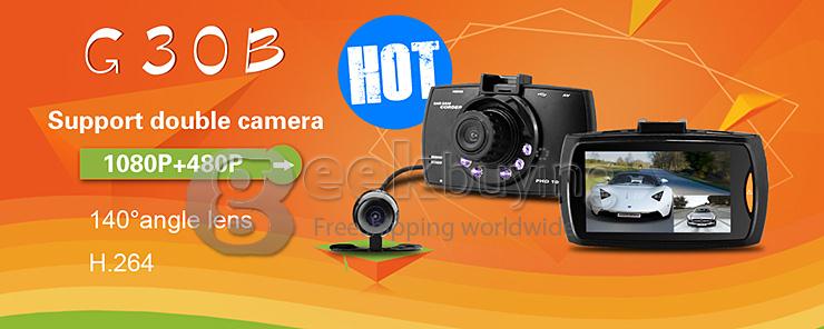 Blackview G30B 2.7 inch 1080P FHD Car DVR Dashcam Video Recorder 140 Degree Wide Angle Lens with Rear View Camera - Black
