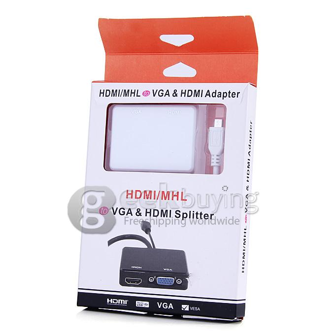 MHL / Micro to VGA & HDMI Adapter Splitter for Samsung Galaxy S2 - White