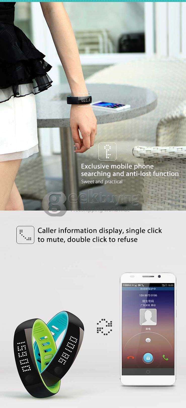 Huawei Honor AF500 IP57 Bluetooth 4.0 Smart Watch Bracelet Sleep Tracking for Android iOS iphone 6 iPhone 6s - Blue