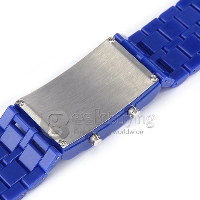 Lava Watch Digital Red Binary LED Bracelet Wristwatch with Plastic Strap For Unisex - Dark Blue