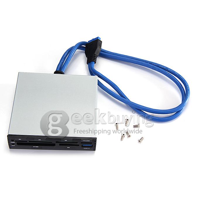 USB 3.0 3.5 Inch Metal Internal Card Reader With USB HUB Support SD/SDHC/MMS/XD/M2/CF