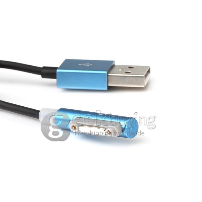 Magnetic Aluminum Metal LED USB Charger Cable For Sony Xperia Z1 Z2 Z3 Compact - Light Blue