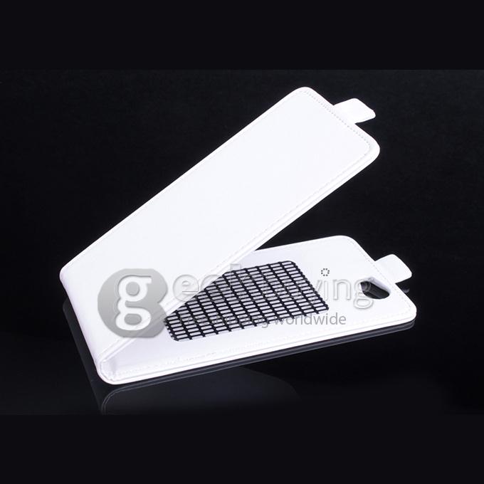 Protective Hard Cover Flip Stand Leather Case for Elephone P5000 -White
