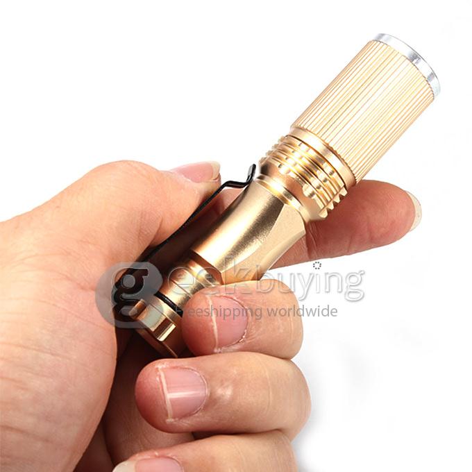 CREE XPE-Q5 600 Lumens 7W Zoomable LED Shock Resistant Camp Flashlight - Golden (1 x 14500 / 1 x AA)