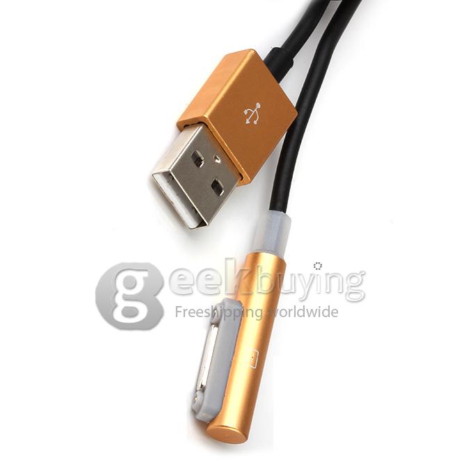 Magnetic Aluminum Metal LED USB Charger Cable For Sony Xperia Z1 Z2 Z3 Compact - Golden