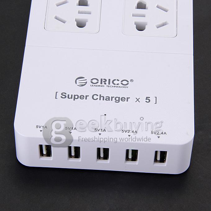 Multi-Functional ORICO TPC-8A4U 8 Ports Anti-Surge Socket with 4 Ports USB Expansion Power Strip (US Plug) - White
