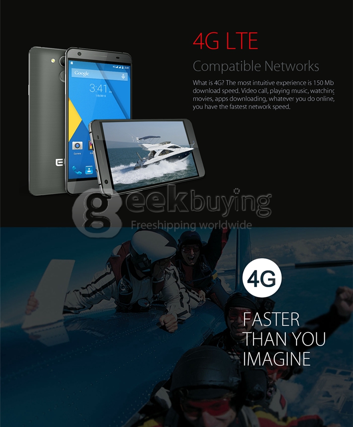 [HK Stock]Elephone P7000 64bit 4G LTE 5.5inch FHD Android 5.0 3GB RAM MTK6752 Octa Core 1.7GHz Smartphone 13.0MP Dual Camera - Black